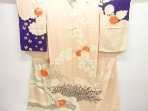 アンティーク　錦紗柴垣に菊模様一つ紋着物